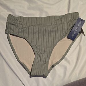 Aqua Couture Green Ribbed High-Cut Bottoms with Seamless Waistband M